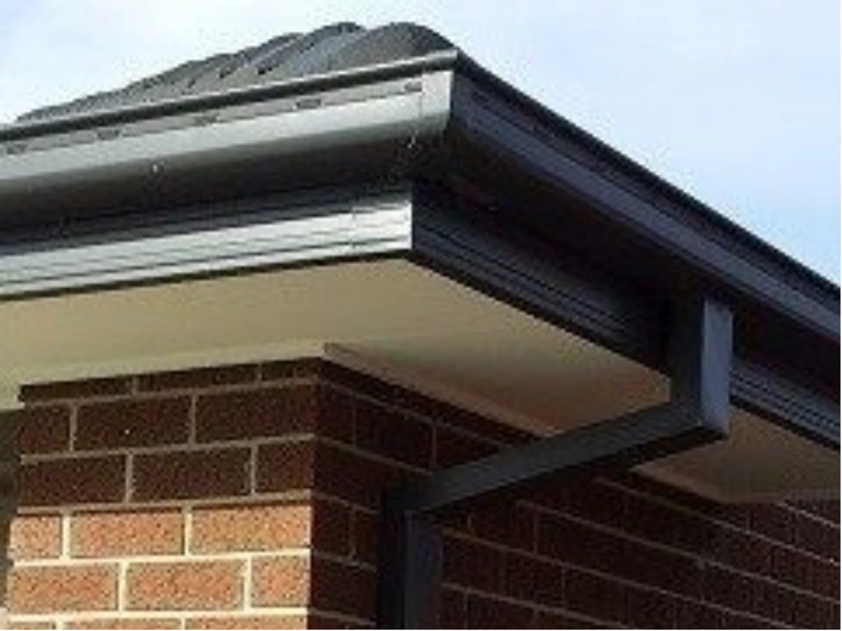 New Colorbond gutters, fascia and downpipe installed on a property
